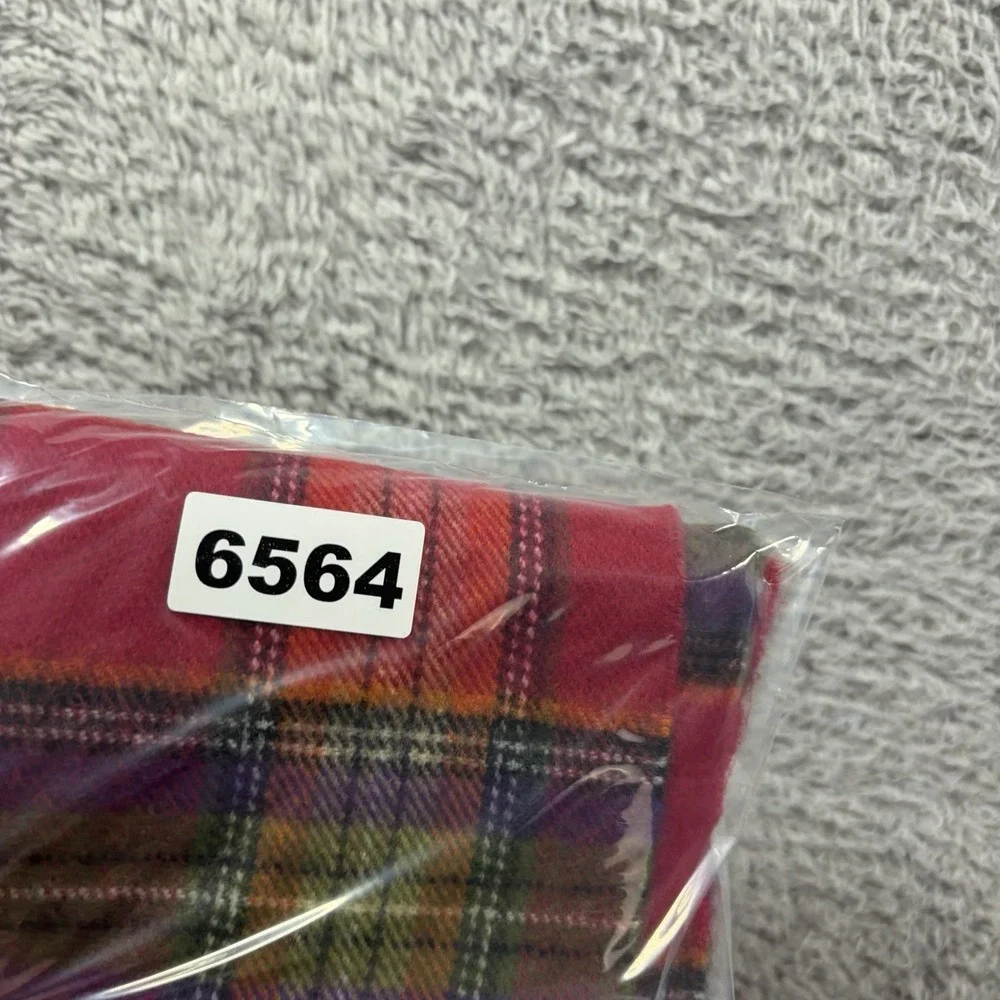 100% Cashmere Scarf Plaid Colorful Made in‎ Scotland Red